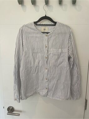 Folk Blue & White Stripe Button-Up Shirt